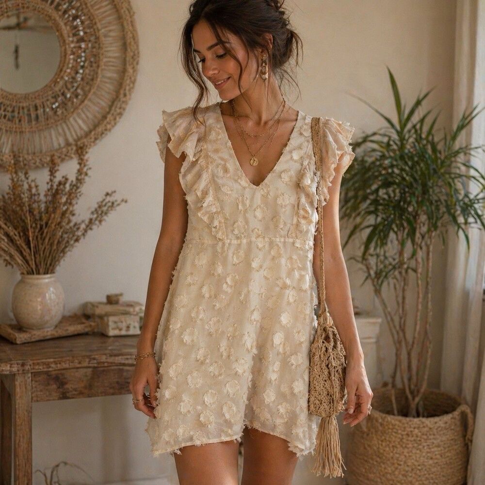 altar'd state Mini V Neck 3D Polka Dots dress small